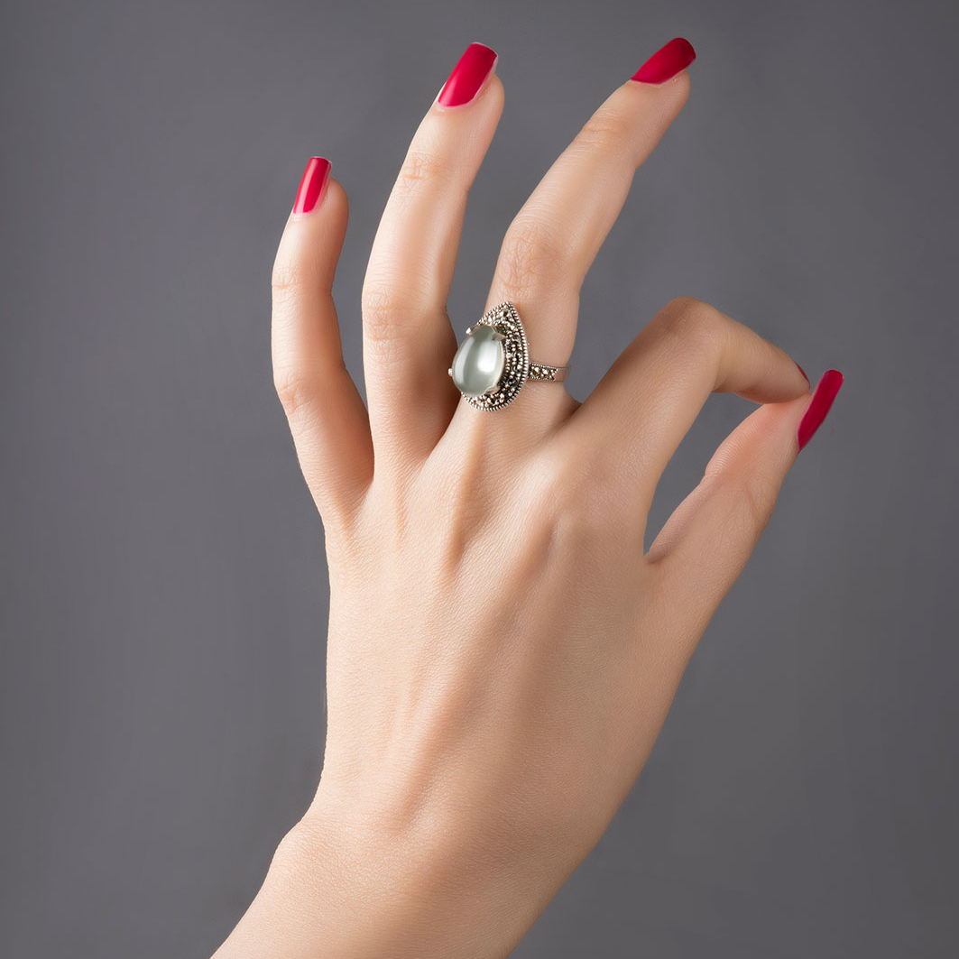 انگشتر نقره زنانه با نگین آکوامارین کد 126