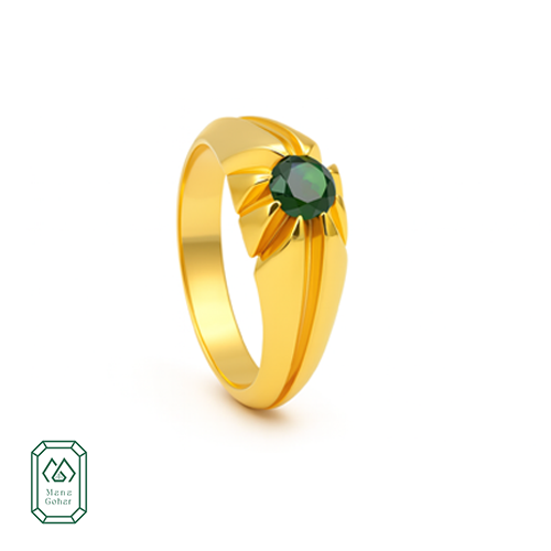 انگشتر طلای مردانه با نگین گارنت سبز (دمانتویید) کد 148
