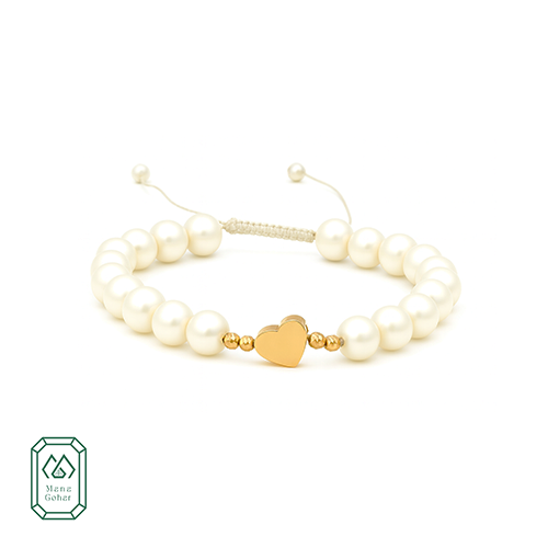 دستبند مهره سنگی با پلاک طلا کد ۹۷۶